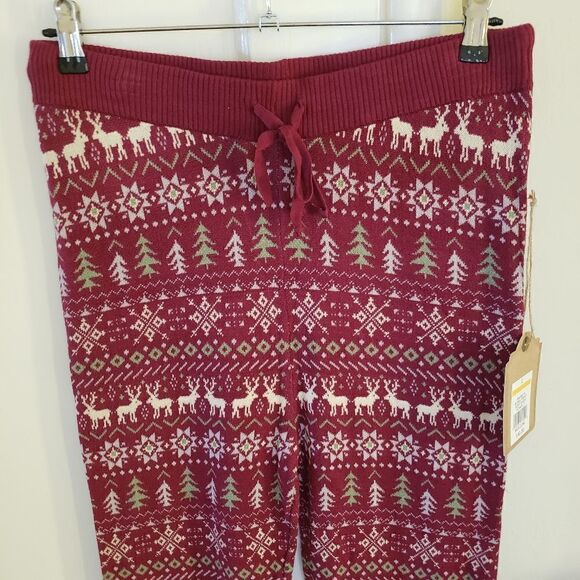 True Craft Printed Cozy Winter Theme Jogger Knitted Pants Size Large - Picture 3 of 8